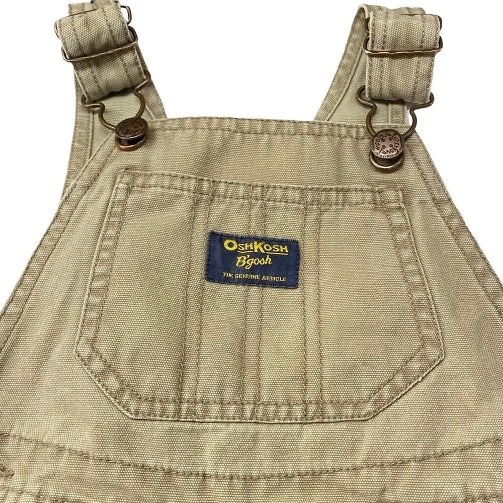 OshKosh B'gosh Boys 24 Months Vestbak Overalls Pants Moose Mountain Beige Khaki